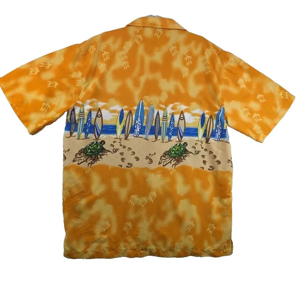 Pacific & Co Hawaiian Shirt Button Front Mens XXL Surf Boards Tropical Polyester